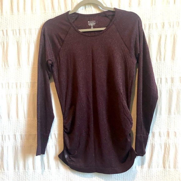 Athleta metallic long sleeve performance top, wine, like new - Picture 1 of 5